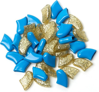 Soft Claws Nail Caps for Dogs with Non-Slip Design Made in USA - 40 Dog Nail Covers for Long-Lasting Protection of Floors and Furniture - Blue & Gold Sparkle, XXL