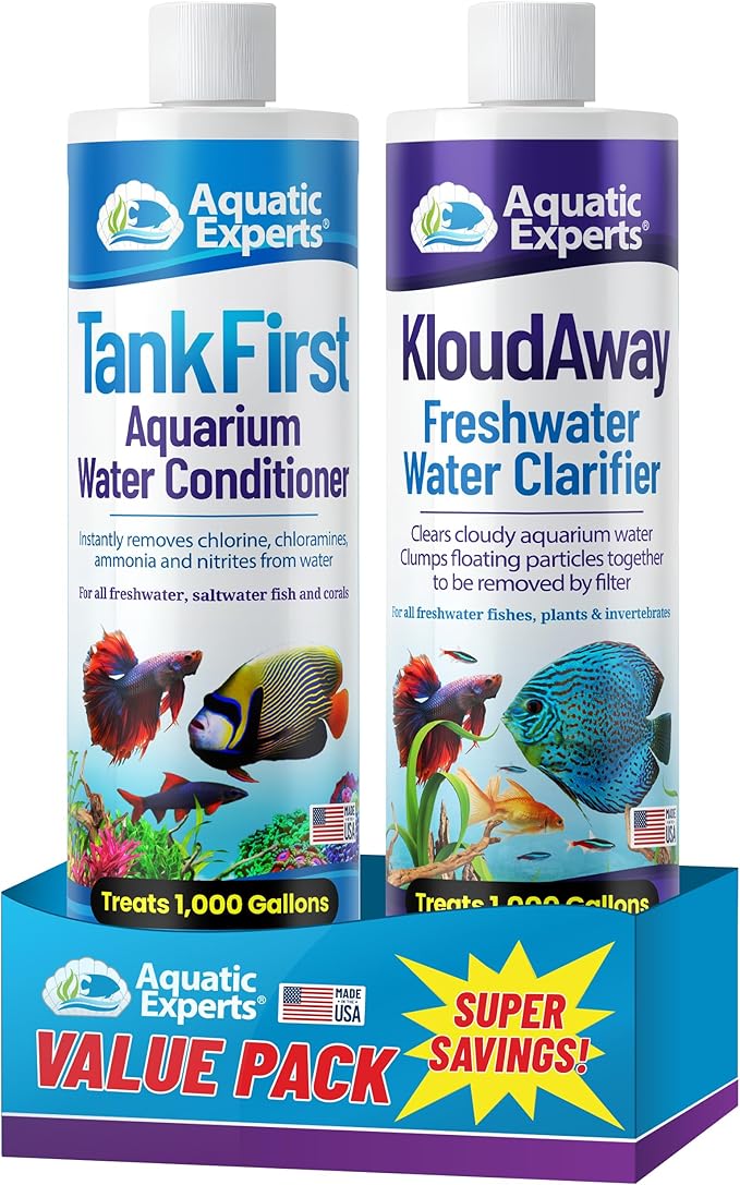 TankFirst Complete Aquarium Water Conditioner - Fish Water Conditioner, Instantly Removes Chlorine, Chloramines, and detoxifies Ammonia from Fish Tank (Value Pack, KloudAway)