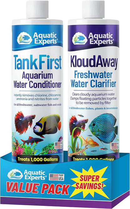 TankFirst Complete Aquarium Water Conditioner - Fish Water Conditioner, Instantly Removes Chlorine, Chloramines, and detoxifies Ammonia from Fish Tank (Value Pack, KloudAway)