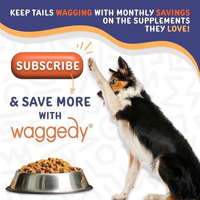 waggedy Omega Max Chews for Dogs with Salmon Oil & Flaxseed — Dog Essentials for Shiny Coats & Healthy Skin — Dog Supplements & Vitamins (60 Chews)