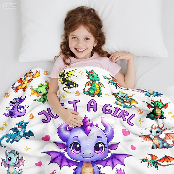 Dragon Blanket Gifts Soft Flannel Dragons Throw Blanket Merch Stuff for Dragon Lovers Kids Adults 50"X 40"