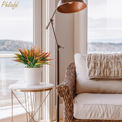 6Pcs Artificial Grass Fake Plants 17.3in Outdoor Plastic Plants UV Resistant Greenery Fake Grass for Home Window Garden Office Patio Hanging Planter Pathway Front Porch Décor Red