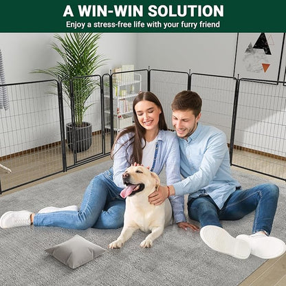 Dog Playpen,48" Height 18 Ft(L) 8 Panels Pet Play Pen, Indoor/Outdoor,Heavy Duty Metal Pet Exercise Pen, Wide Door Low Threshold,Portable Pet Playpen for Rv Camping Garden Yard, Quick Install