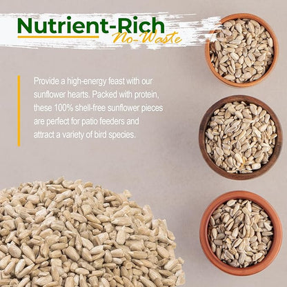 Wildlife Sunflower Hearts & Chips for Bird Feeding and Wildlife Bird attracting, Non-GMO and USA Grown, 25 lbs