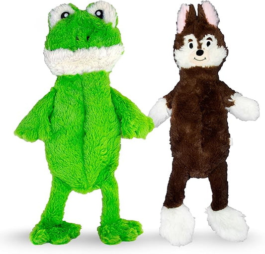 FGA MARKETPLACE Frog-Fox Flat NO Stuffing NO Squeak Plush Dog Toy, Funny Style Will Entertain Your Dog for Hours, Recommended for Small and Medium Dog 21 INCH Long