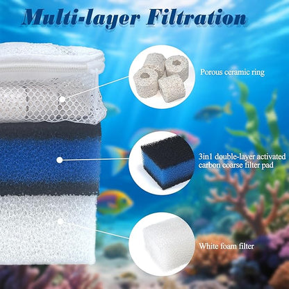 NEWKE 4 Sets of Upgraded Three-Stage Filtration Tank Filter for AquaClear 50 Power Filter, 4 Sets of Maintenance Kit Replacement for Fish Tank Filter for 20- to 50-Gallon Aquariums