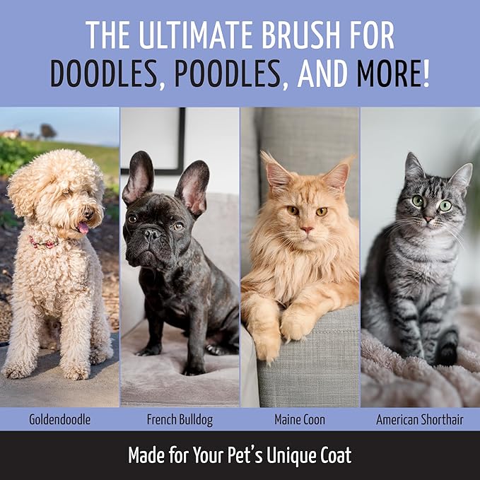 Tauro Pro Line Plastic Long & Short Hair Slicker Dog Brush for Deshedding & Detangling - Purple Slicker Brush for Dog & Cat Grooming - Rectangular, Flexible Cushion & Non-Slip Grip