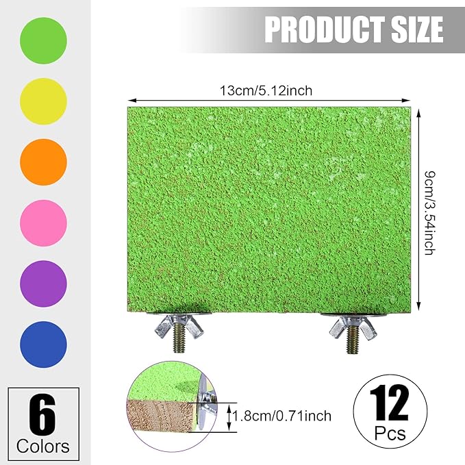 Reginary 12 Pcs Bird Perch Stand Toy Wood Parrot Stand Platform Colorful Paw Grinding Playground Rat Bird Cage Accessories for Pet Parrot Cockatiels Lovebirds, 6 Colors