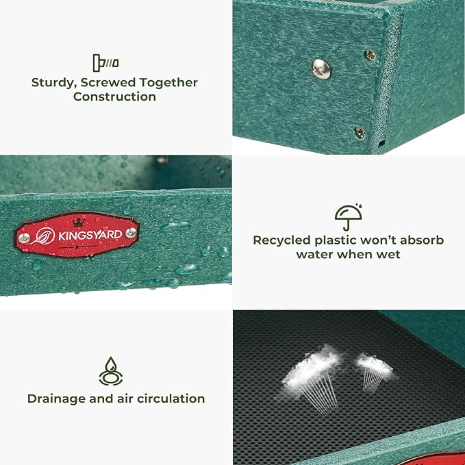 Kingsyard 2 Tier Platform Bird Feeders for Outdoors Hanging, 5 lbs Large Capacity Recycled Plastic Flat Mealworm Bird Feeder Tray, Garden Decoration Attracting Cardinal Blue Jay, Green