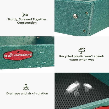 Kingsyard 2 Tier Platform Bird Feeders for Outdoors Hanging, 5 lbs Large Capacity Recycled Plastic Flat Mealworm Bird Feeder Tray, Garden Decoration Attracting Cardinal Blue Jay, Green