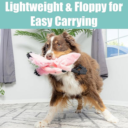 SPOT Skinneeez Flamingo 19 Inch Stuffing-Free Plush Dog Toy with Dual Squeakers – Long Interactive Chew Toy for Medium and Large Dogs – Mess-Free Play for Light & Moderate Chewers