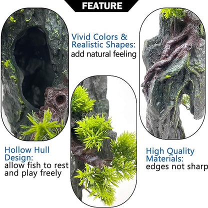 Tall Aquarium Mountain View Stone Decorations Aquarium Ornament Rock Cave Landscape Artificial Mountain Hill View Fish Tank Caves for Betta Hiding Reptile Aquarium Supply
