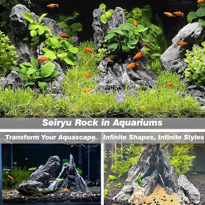 Unocho Aquarium Rocks Natural Seiryu Stone 20LB Aquascaping Rocks for Fish Tank, Aquarium Landscaping & Decoration, Miniature Models & Fairy Garden (310 Inches)