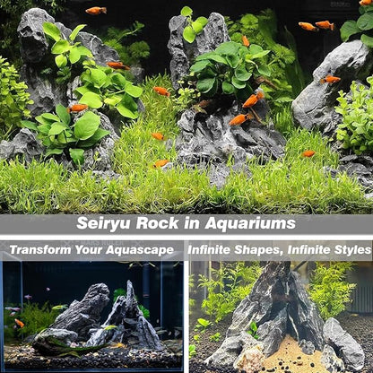 Unocho Aquarium Rocks Natural Seiryu Stone 20LB Aquascaping Rocks for Fish Tank, Aquarium Landscaping & Decoration, Miniature Models & Fairy Garden (310 Inches)
