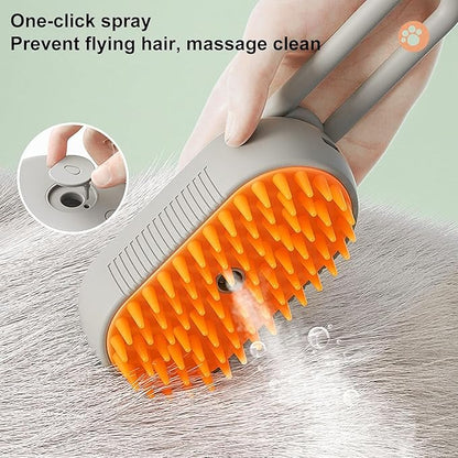 Nidouillet Steamy Cat Brush, 3 in 1 Multifunctional Cat Steamy Brush, Steam Cat Hair Brush for Massage, Electric Steamy Dog Brush,Pet Steam Brush for Removing Tangled And Loose Hair (coffee)