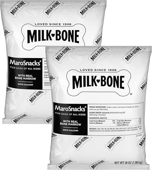 Milk-Bone MaroSnacks Dog Treats, 38 Ounce Refill Packs (Pack of 2) with Real Bone Marrow and Calcium