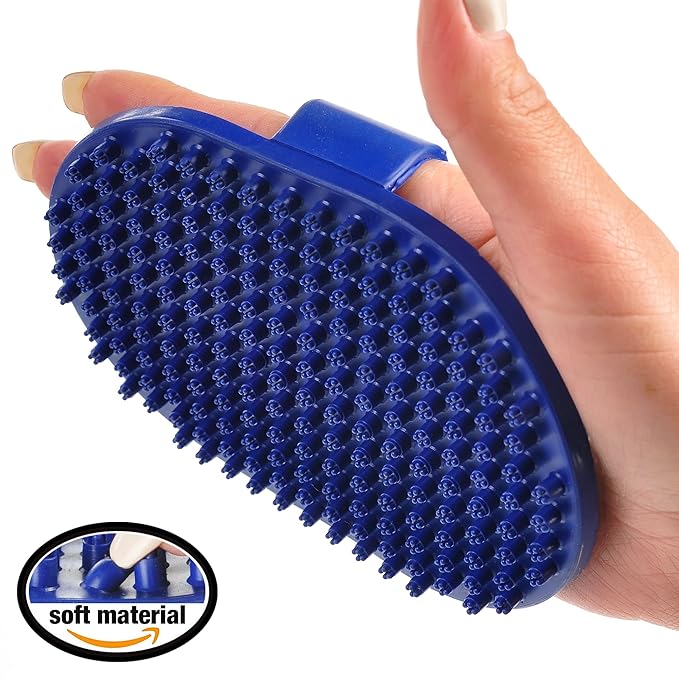 Dog and Cat Grooming Brush - Rubber Brush for Bathing, Washing, Deshedding Short or Long Pet Hair