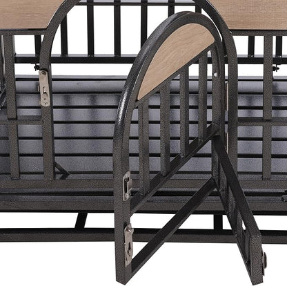 46in Dog Kennel Furniture, Heavy Duty Dog Crate with Removable Trays and Wheels, Metal Dog Crates for Large Dogs