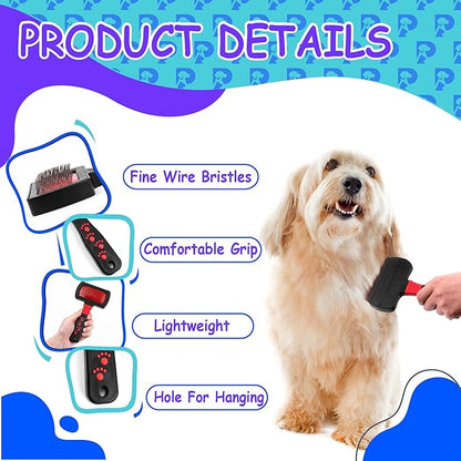 Dog Slicker Brush - Professional Grooming Tool for Goldendoodles, Poodles, and Doodles - Effortless Undercoat Shedding Removal and Tangle-Free Fur - Gentle Dematting and Detangling