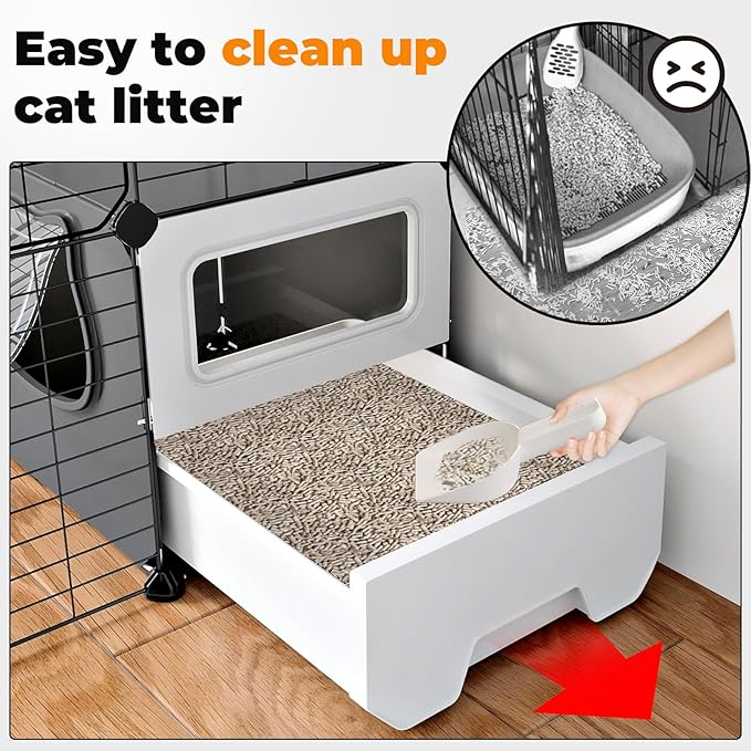Oneluck Cat Cage with Litter Box, 4-Tier DIY Enclosures Detachable Metal Wire Kennel Indoor Crate Large Exercise Place Ideal for 1-2 Cats