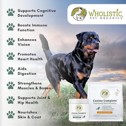 Wholistic Pet Organics Canine Complete - Dog Multivitamin Powder - 4 Lb - Daily Dog Vitamins and Supplements for Homemade Food - Immune System, Skin, Coat & Overall Health - Small and Large Breed