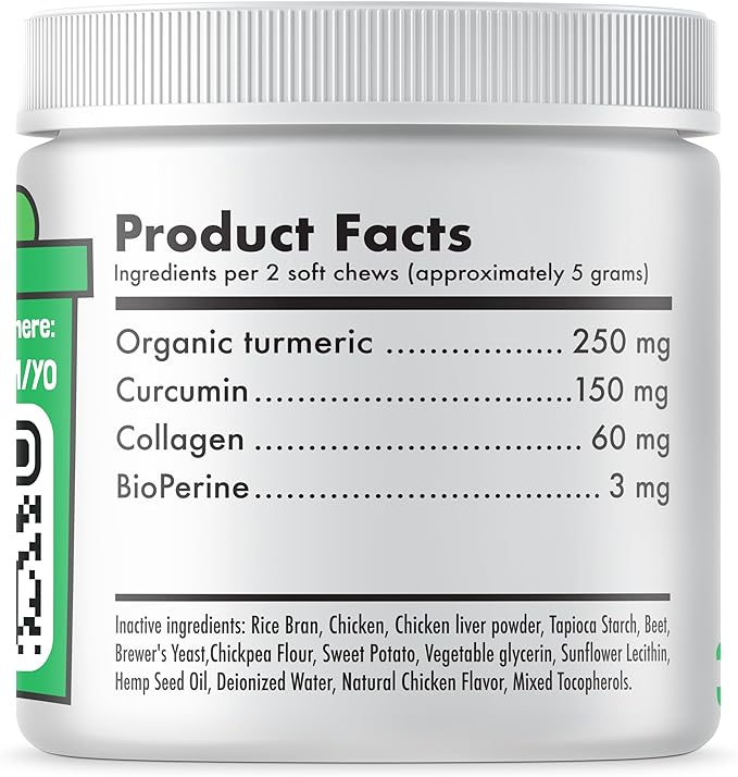 LEGITPET Turmeric Curcumin Hip & Joint Supplement for Dogs  Supports Mobility, Comfort & Overall Wellness  with Collagen & BioPerine  30 Chews