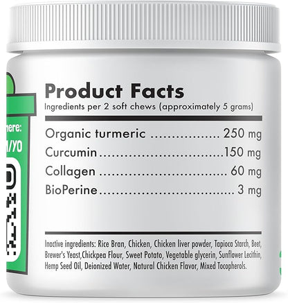 LEGITPET Turmeric Curcumin Hip & Joint Supplement for Dogs  Supports Mobility, Comfort & Overall Wellness  with Collagen & BioPerine  30 Chews