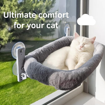 Cat Window Perch with Washable Cushion & Strong Suction – Stable & Cozy Cat Hammock for Window (Holds up to 40 lbs) – Durable Window Bed for Indoor Cats