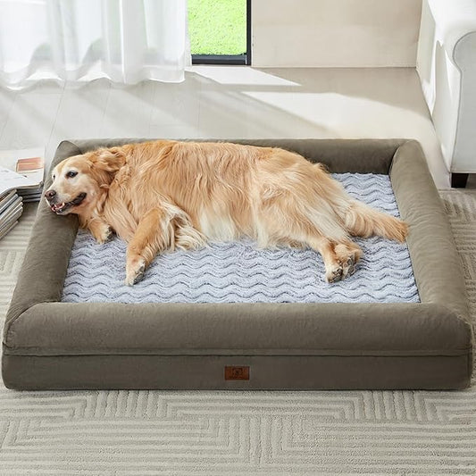 WNPETHOME Washable Dog Beds Large Sized Dog, XXXXL Dog Bed, Orthopedic Dog Sofa Bed with Removable & Waterproof Cover, Extra Large Dog Bed with Bolster Sides for Sleeping, Giant Dog Bed with Sides