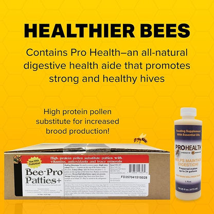 Mann Lake Bee-Pro Patties, Enhanced with Pro Health Digestive Aid, Boosts Brood Production, Protein Pollen Substitute, 10 Lbs