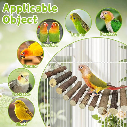 BNOSDM Wooden Bird Rope Ladders 2 Pcs Birds Ladder Bridge Toy Parrot Cage Ladder Parakeet Swing Suit for Budgie, Lovebird, Conure, Cockatoo, Finch