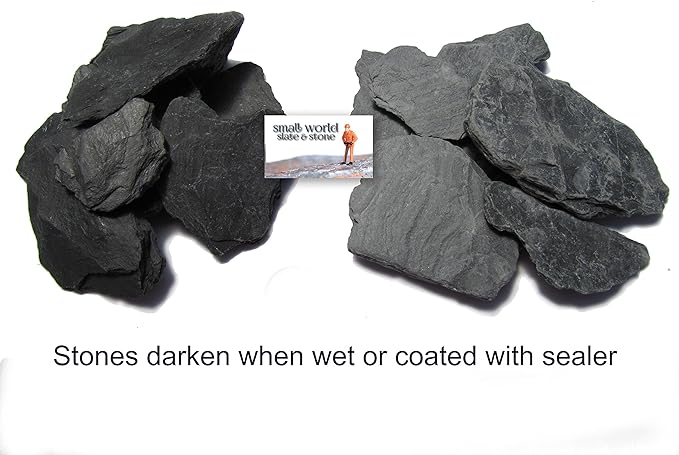 Natural Slate Stone 1 to 3 Inches - USA Sourced and Packaged for Aquascaping Aquariums, Terrariums, Paludariums, Reptile Enclosures, Wargaming, Models, Mosaic Art, Miniature Fairy Gardens (2lbs Grey)