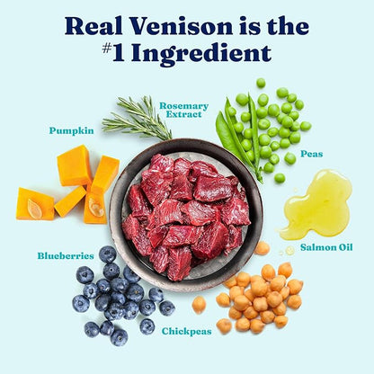 Solid Gold Dry Dog Food for Sensitive Stomachs - Grain Free & Gluten Free w/Venison, Pumpkin & Probiotics for Gut Health & Digestion - Sensitive Stomach Dog Food for All Ages - Nutrientboost  22LB