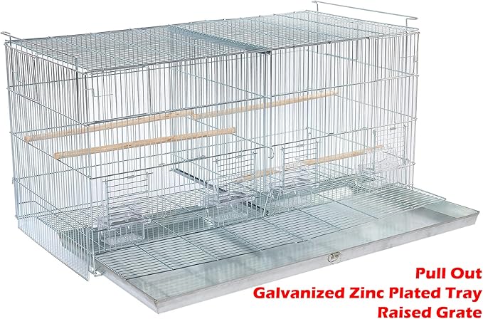 Lot-4 NO Rust Stainless Galvanized Zinc Stackable Breeder Bird Flight Cage Side Breeding Nest Door with Removable Divider Detachable Rolling Stand