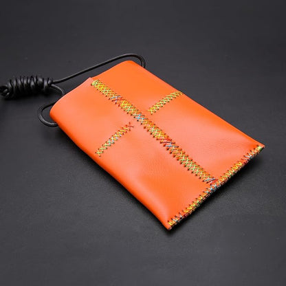 Dog Grooming Scissors Storage Bag: Hand-stitched, Show-quality Head Layer Calf Leather, Holds 5 Pairs of Dog Grooming Scissors Orange