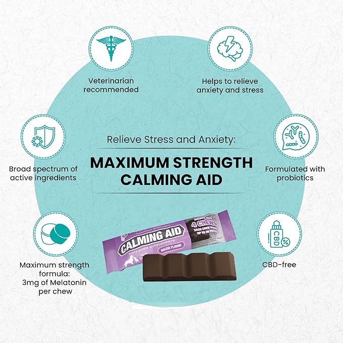 Nootie ProgilityMAX Calming Aid Chews for Dogs, Maximum Strength Calming Support for Dogs with Melatonin, 12 Single-Serve Bars, 4 Chews Per Bar
