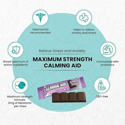 Nootie ProgilityMAX Calming Aid Chews for Dogs, Maximum Strength Calming Support for Dogs with Melatonin, 12 Single-Serve Bars, 4 Chews Per Bar