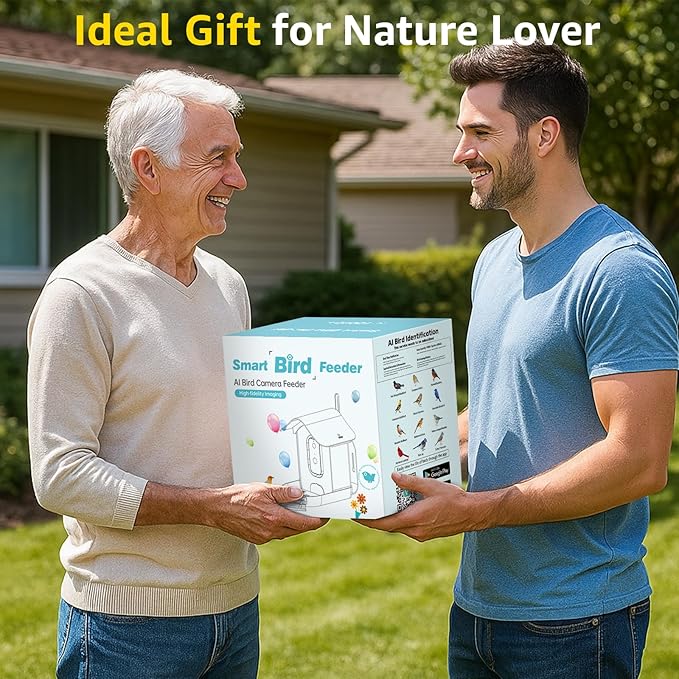 PeckCam® Smart Bird Feeder with Camera 2K HD Auto Detect & Notify, AI Identify 10000+ Birds Camera with Solar Panel 5 Perch Attachments Wireless Outdoor Birdwatching Gift for Birds Lover, Green