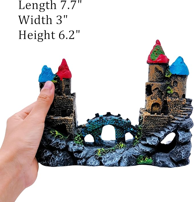 M2cbridge Antique Roman Column Ruins European Castle Aquarium Decorations Fish Tank Hideout Rocks (Medium Castle)