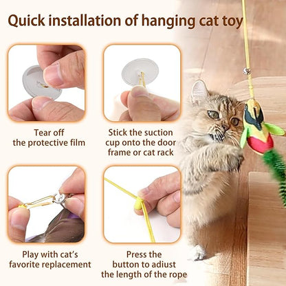 Interactive Bird Cat Toy,1Pcs Interactive Chirping Bird Cats Feather Toys and 2Pcs Birds Cat Feather Toys Replacement for Indoor Cats