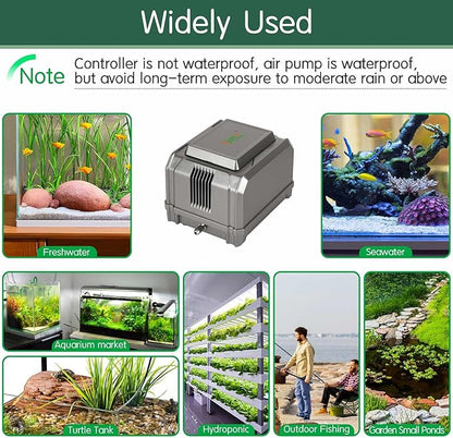 hygger Aquarium Air Pump 10W/15W 0.025Mpa/0.03Mpa Powerful Adjustable Fish Tank Air Pump 4 Outlets Oxygen Aerator for Medium Large Fish Tank Up to 1000 Gallon,Samll Pond,Hydroponics,Commercial Use