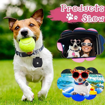 6 Pieces Dog Tag Holder Portable Pet ID Tag Soundless Dog Tag Silencer Bag Cover with Rings Quiet Dog Tag Bag Protector for Dogs Cats Pets (Paw Style)