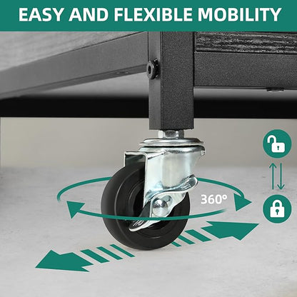 YITAHOME 39" Dog Crate Furniture with Wheels, Farmhouse Decorative Wood Dog Cage End Table Chew-Resistant Wooden Dog Kennel Indoor for Small Dogs, Grey