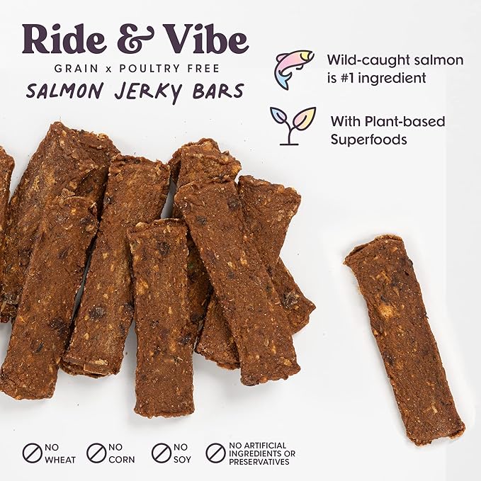 Bundle x Joy Ride & Vibe Dog Treats, Wild Caught Salmon Jerky, Snack Bars, Puppy Training Treats, Natural Superfood, Grain, Corn, Poultry & Soy Free, 5oz