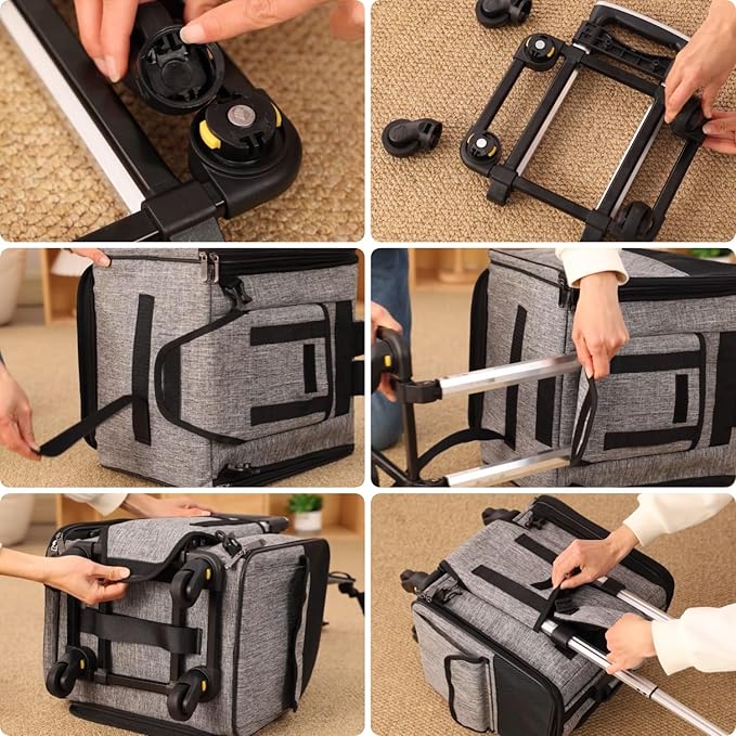 HSC PET Dog Strollers Small Dog Backpacks Softsides Carriers for Elderly Pets Strollers Travel Bags Puppy Detachable Rolling Wheels Small Animal Like Bunny Rabbit Kittens Puppy Outdoor (Pink)