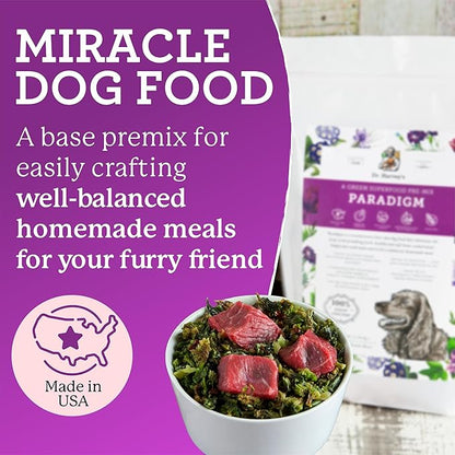 Dr. Harvey's Paradigm Green Superfood Dog Food, Human Grade Dehydrated Grain Free Base Mix for Dogs, Diabetic Low Carb Ketogenic Diet (3 Pounds)
