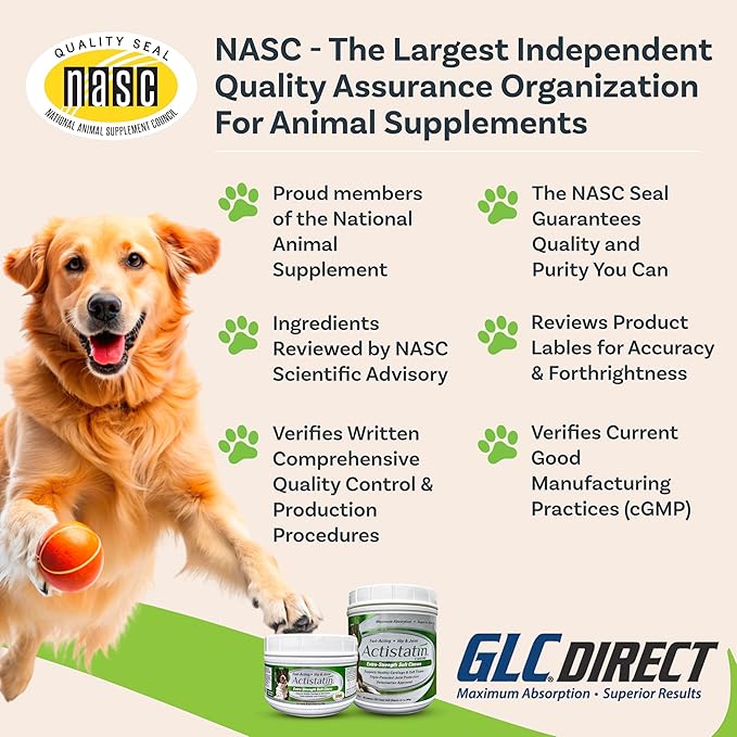 Actistatin Canine Large Dog Soft Chews, 120ct  Patented Extra-Strength Joint, Cartilage, Soft Tissue Supplement: Glucosamine, Chondroitin, Manganese, MSM, L-Carnitine  High Absorption, Fast Results