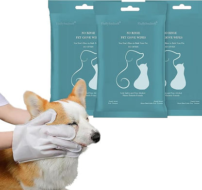 10pcs Free Rinse Dog Wipes,Scrubbing Gloves for Cats and Dogs, Grooming Gloves and Pet Wipes with Lotion Formula, Deal with The Stinky Dogs and Wipes Cleaning Cat Fur