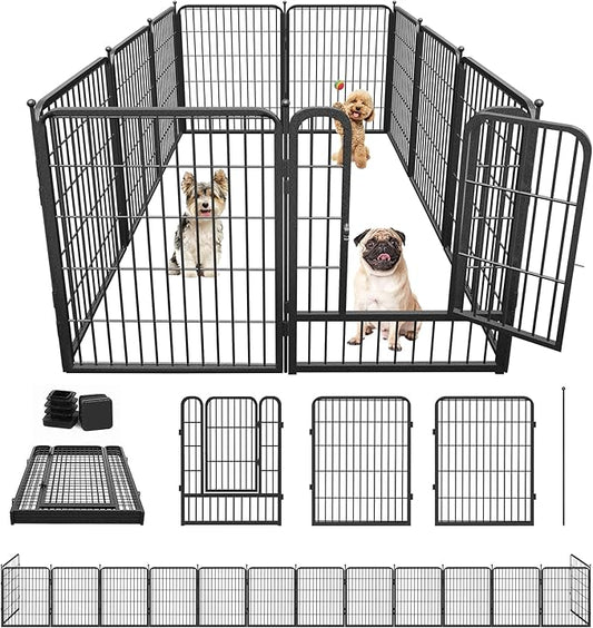 Dog Playpen 32 inch 10 Panels Portable Dog Fence Outdoor for Yard Indoor Dog Pen for Medium/Small Dogs, Large Pet Puppy Playpen Heavy Duty Pet Fence for RV Camping, Yard