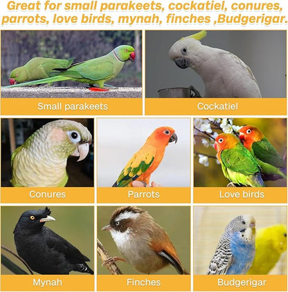 PINVNBY 2 Pack Parrot Toys Chewing Bird Toy Cuttlebone Beak Grinding Stone Cage Hanging Toys with Bell for African Greys Amazon Conure Eclectus Budgies Parakeet Cockatiel Hamster Chinchilla